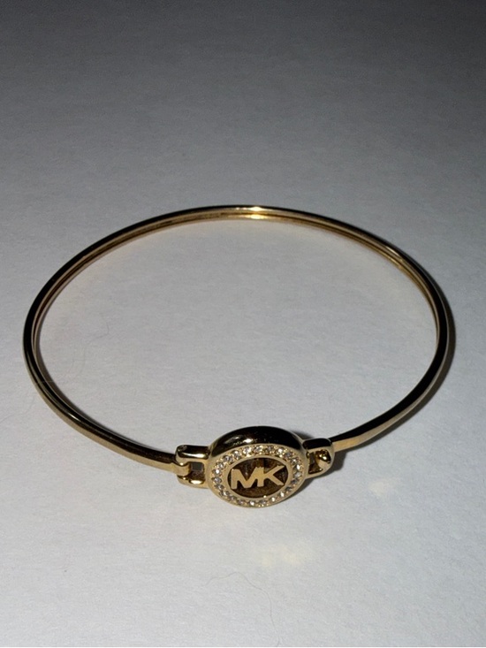 Michael Kors Jewelry - Michael Kors Bangle Bracelet Gold Pave MK Logo Medallion OS